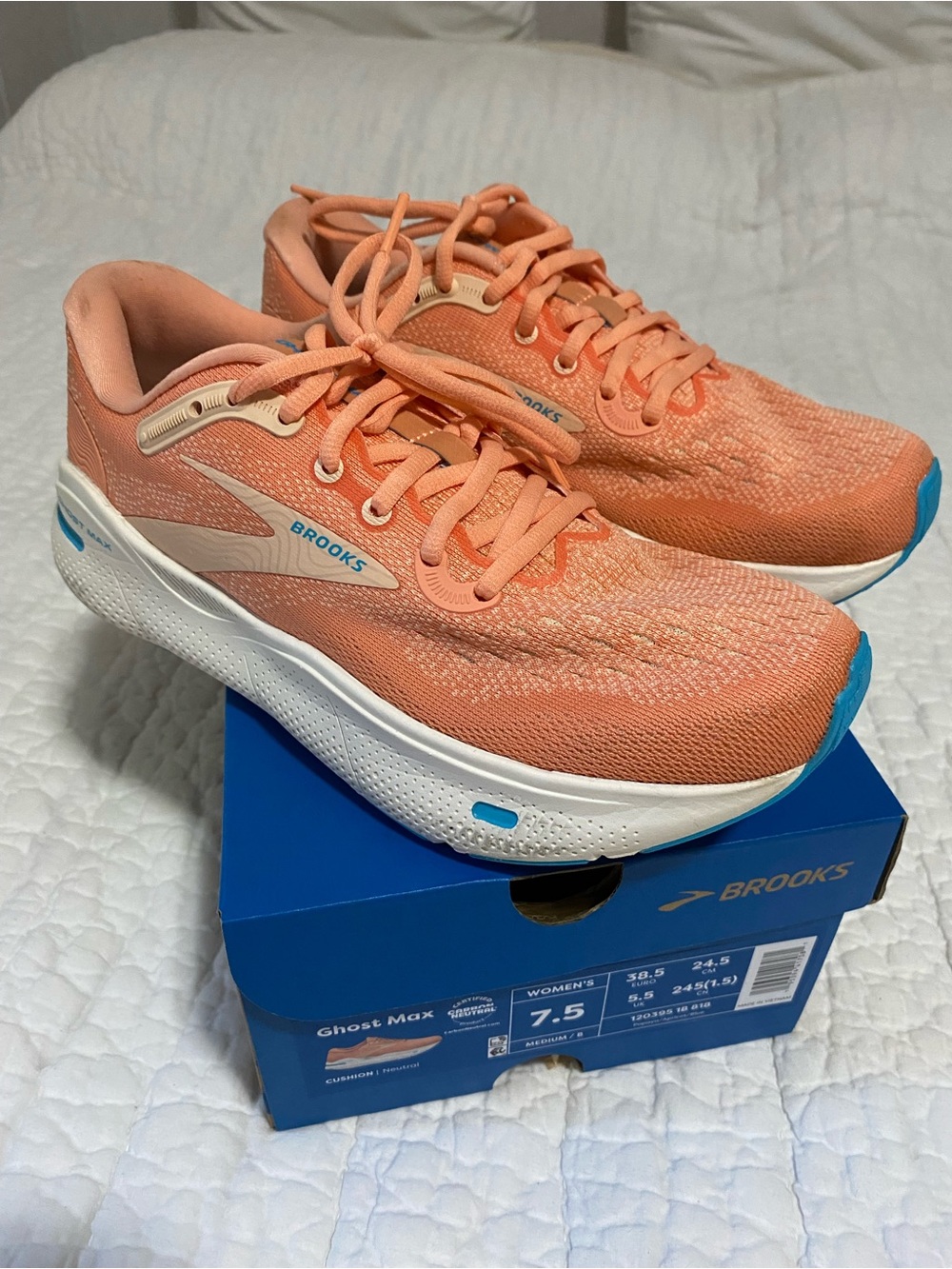 Brooks Ghost Max Women's Running Shoes - Peach with Blue Accents